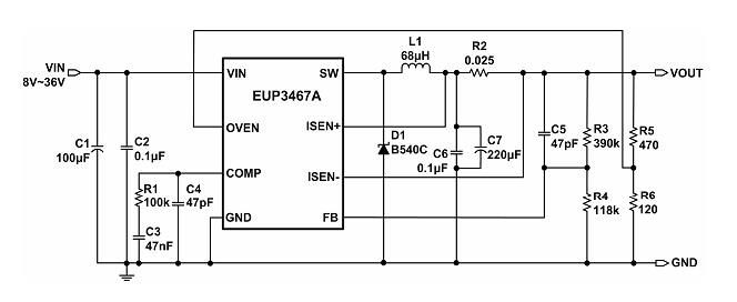 EUP3467 降压电源车充芯片