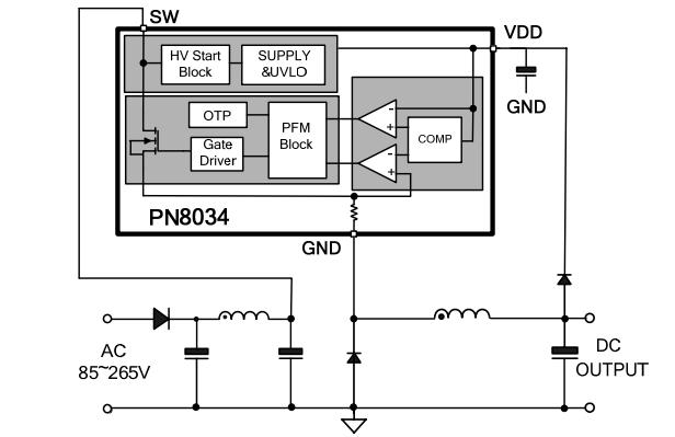 PN8034 非隔离acdc芯片典型应用