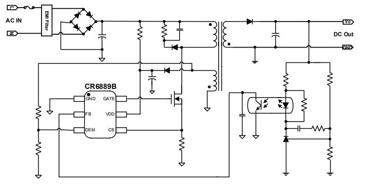 ob2281替代料CR6889B典型应用电路图